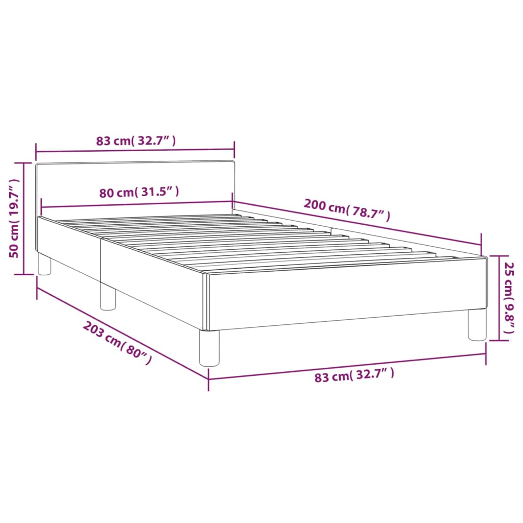 vidaXL Posteljni okvir z vzglavjem temno rjav 80x200 cm blago