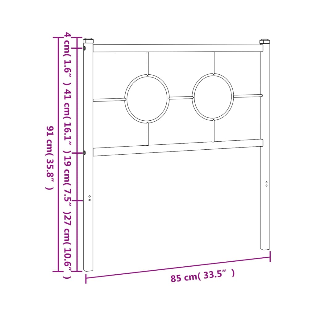 vidaXL Kovinsko vzglavje belo 80 cm