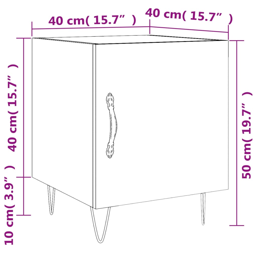 vidaXL Nočna omarica 2 kosa betonsko siva 40x40x50 cm inženirski les