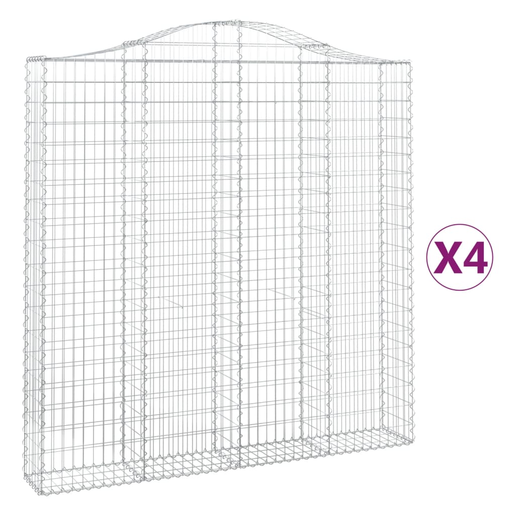 vidaXL Obokane gabion košare 4 kosa 200x30x200/220 cm pocinkano železo