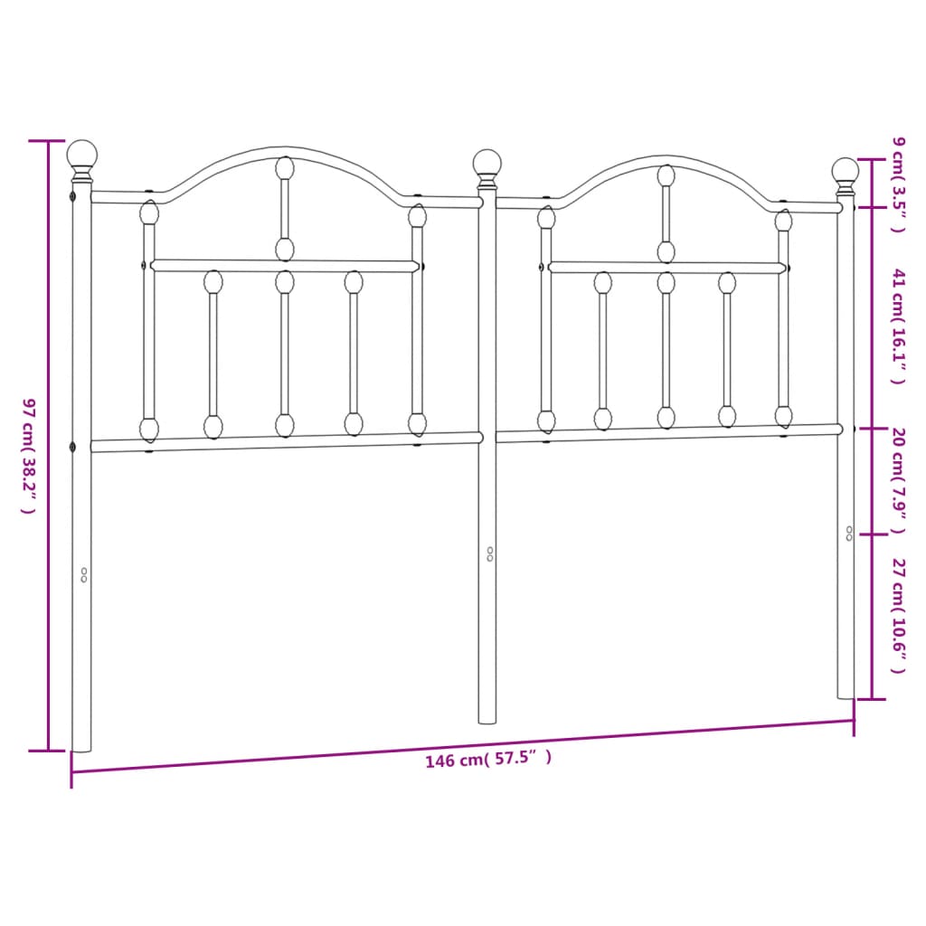 vidaXL Kovinsko vzglavje belo 140 cm