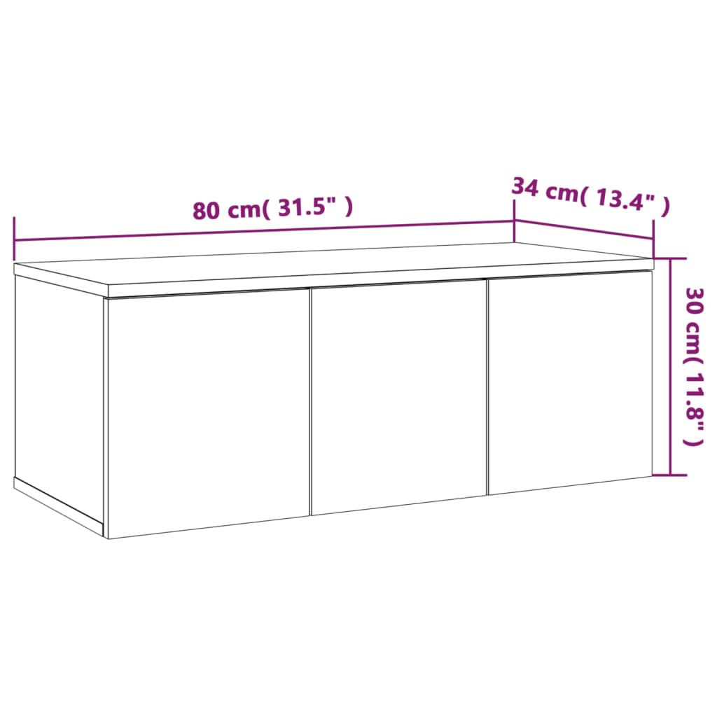 vidaXL TV omarica siva sonoma 80x34x30 cm inženirski les