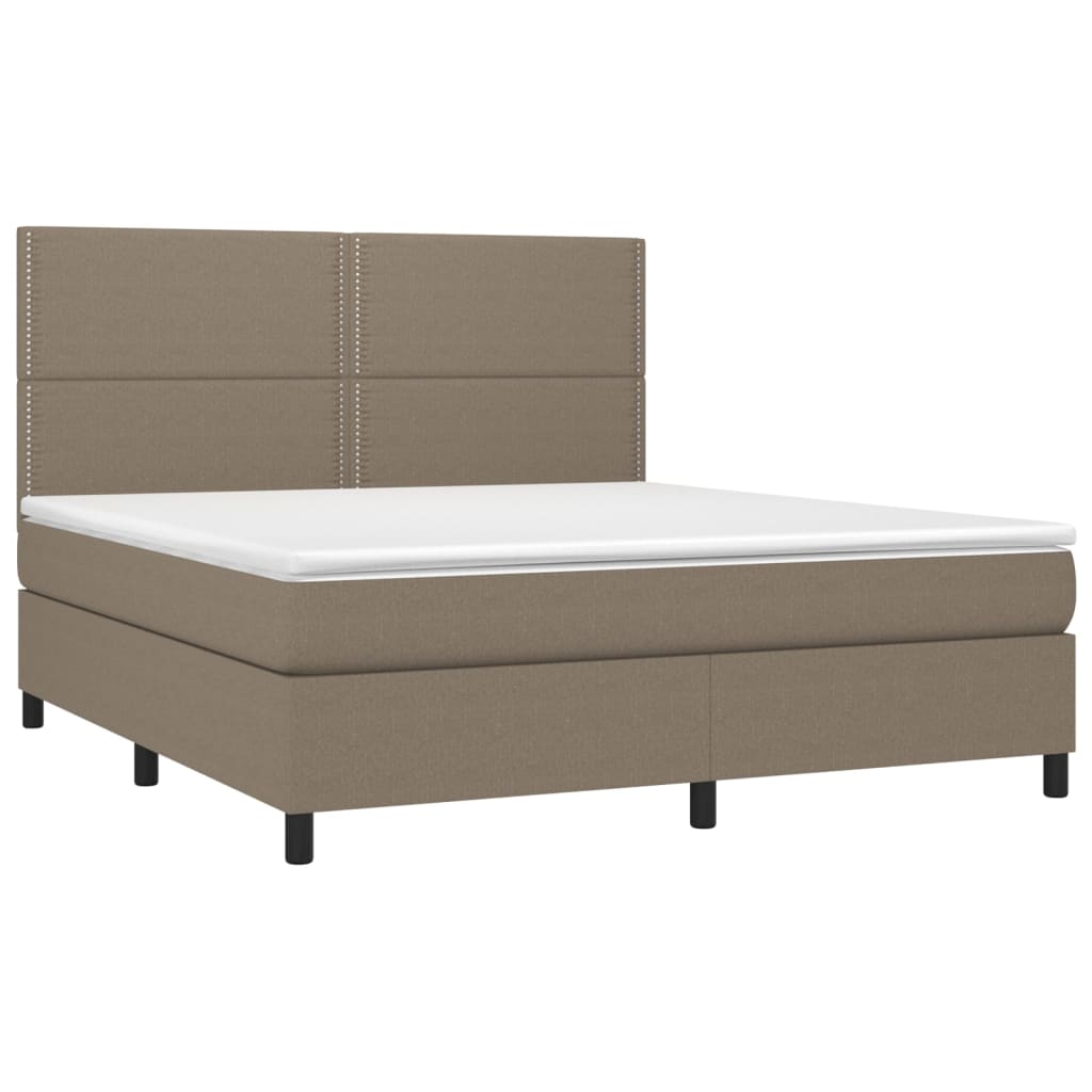 vidaXL Box spring postelja z vzmetnico LED taupe 180x200 cm blago