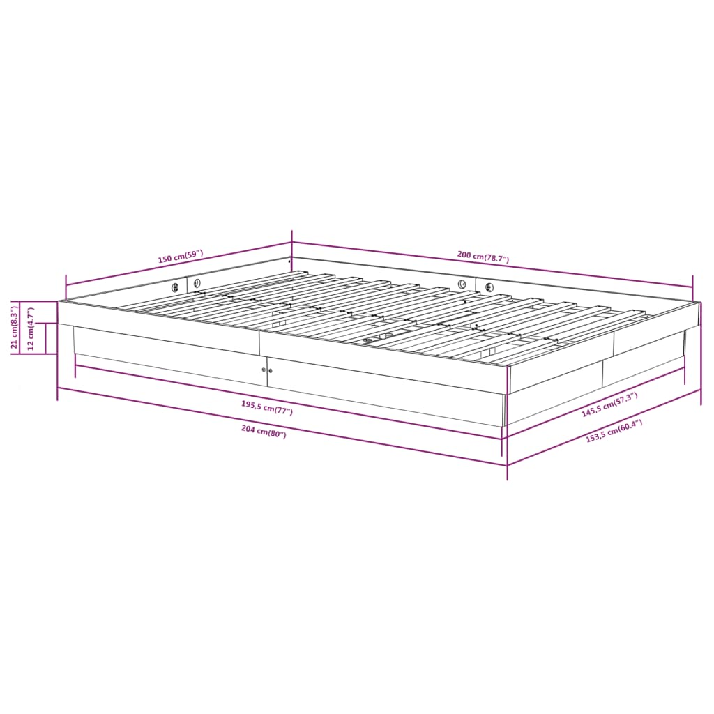 vidaXL Posteljni okvir trden les 150x200 cm