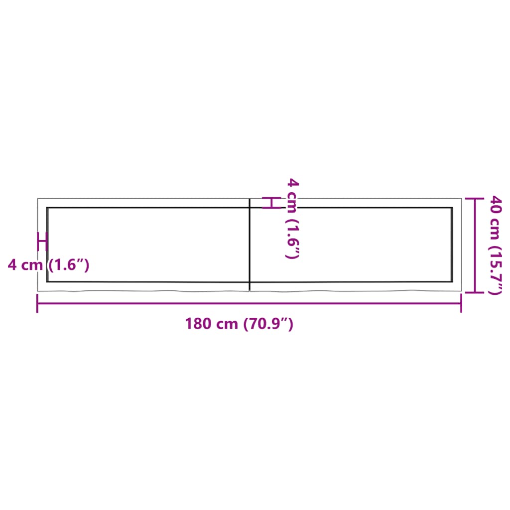 vidaXL Mizna plošča rjav 180x40x(2-6)cm obdelana trdna hrastovina