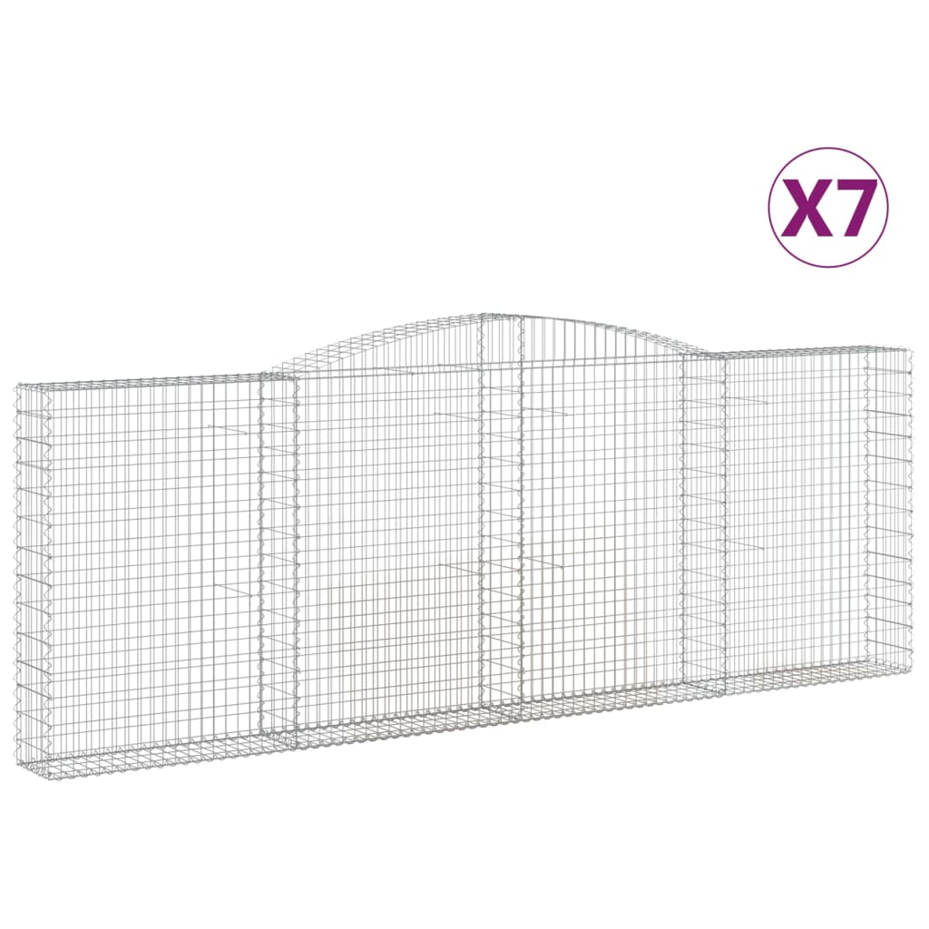 vidaXL Obokane gabion košare 7 kosov 400x30x140/160cm pocinkano železo