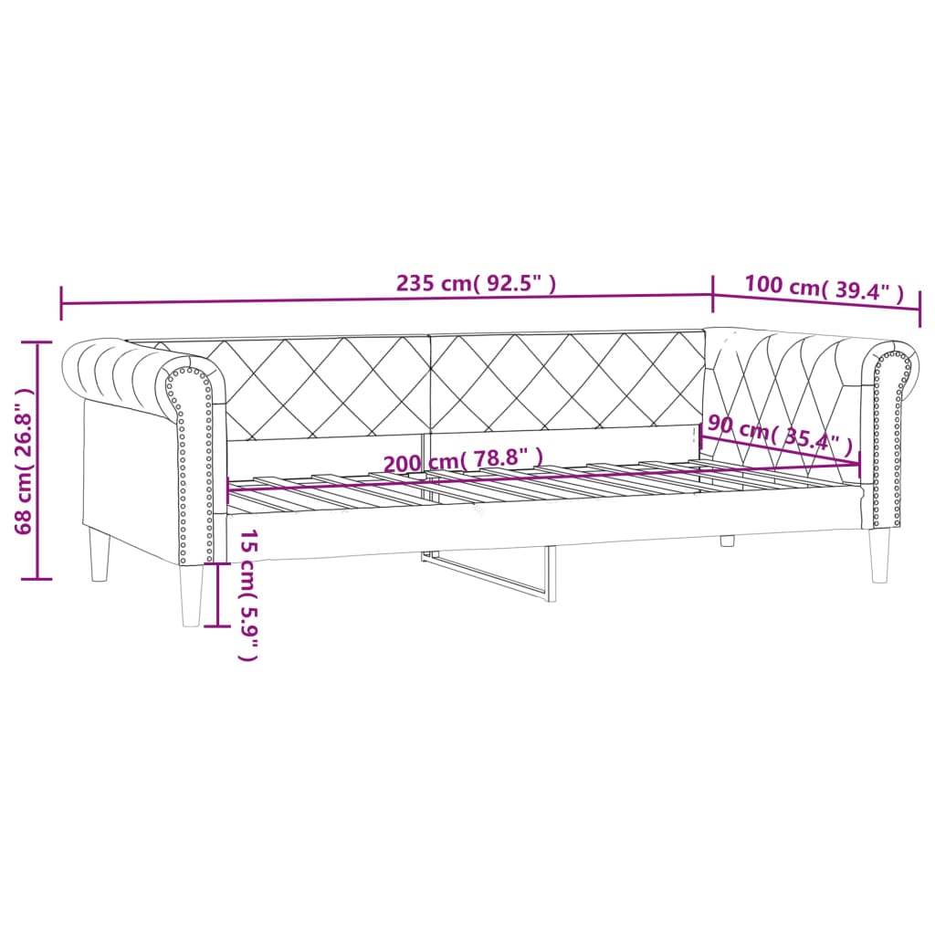 vidaXL Raztegljiva postelja krem 90x200 cm umetno usnje