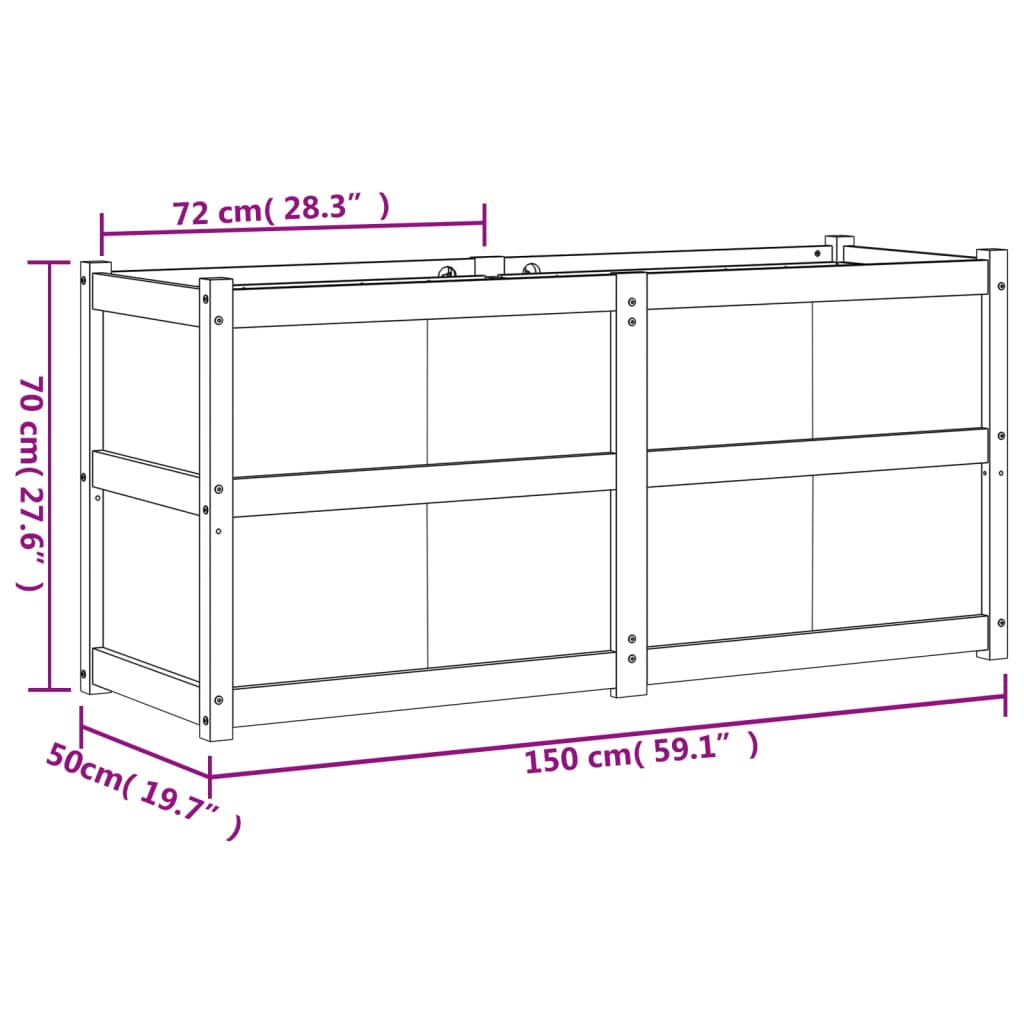 vidaXL Vrtno cvetlično korito 150x50x70 cm impregnirana borovina