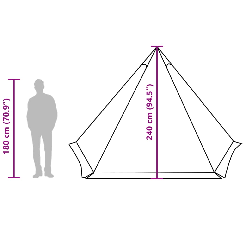 vidaXL Družinski šotor tipi za 6 oseb siv vodoodporen