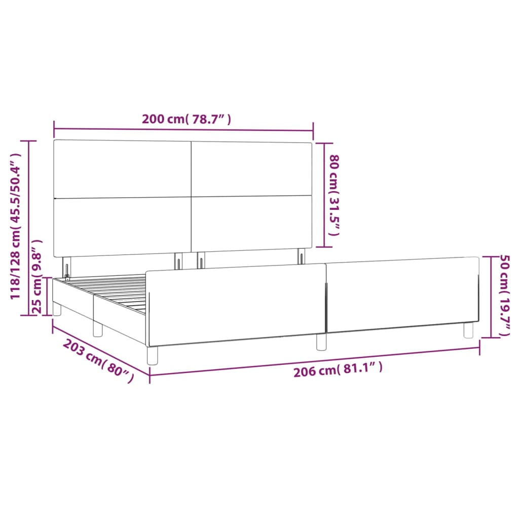 vidaXL Posteljni okvir z vzglavjem roza 200x200 cm žamet