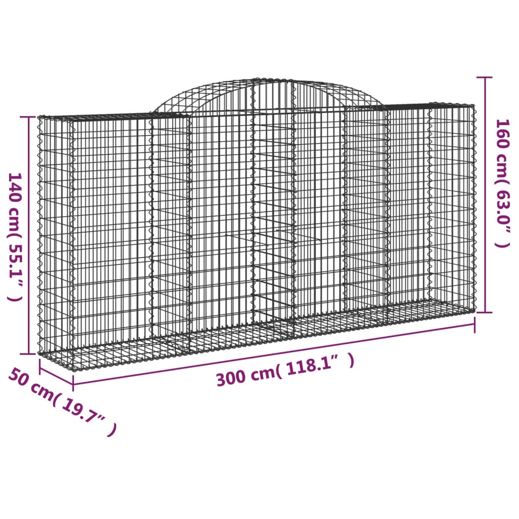 vidaXL Obokane gabion košare 17 kosi 300x50x140/160cm pocinkano železo