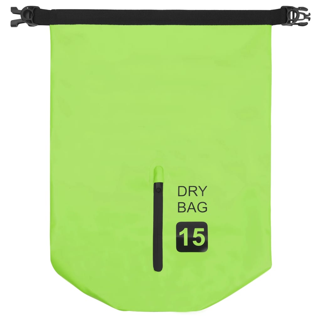 vidaXL Torba Dry Bag z zadrgo zelena 15 L PVC