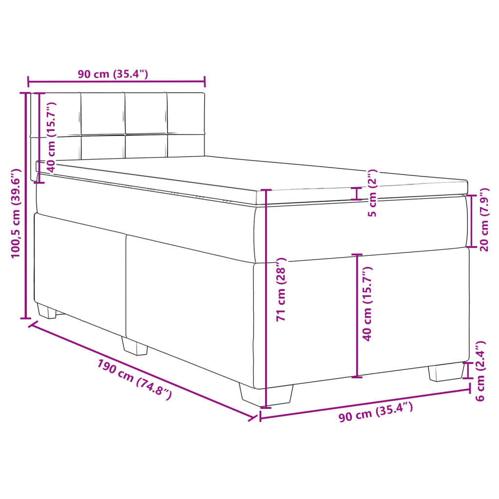 vidaXL Box spring postelja z vzmetnico taupe 90x190 cm blago