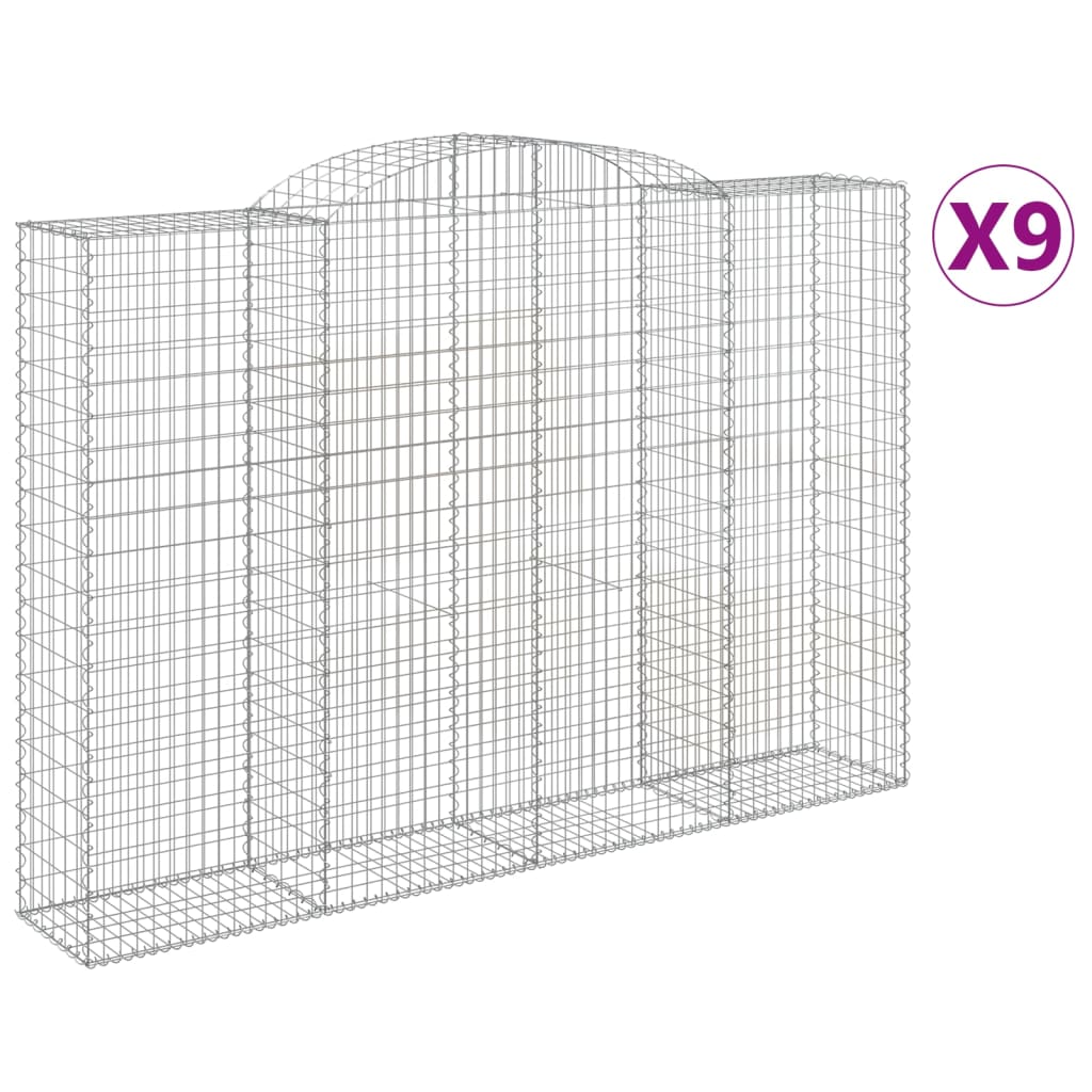 vidaXL Obokane gabion košare 9 kosa 300x50x200/220cm pocinkano železo