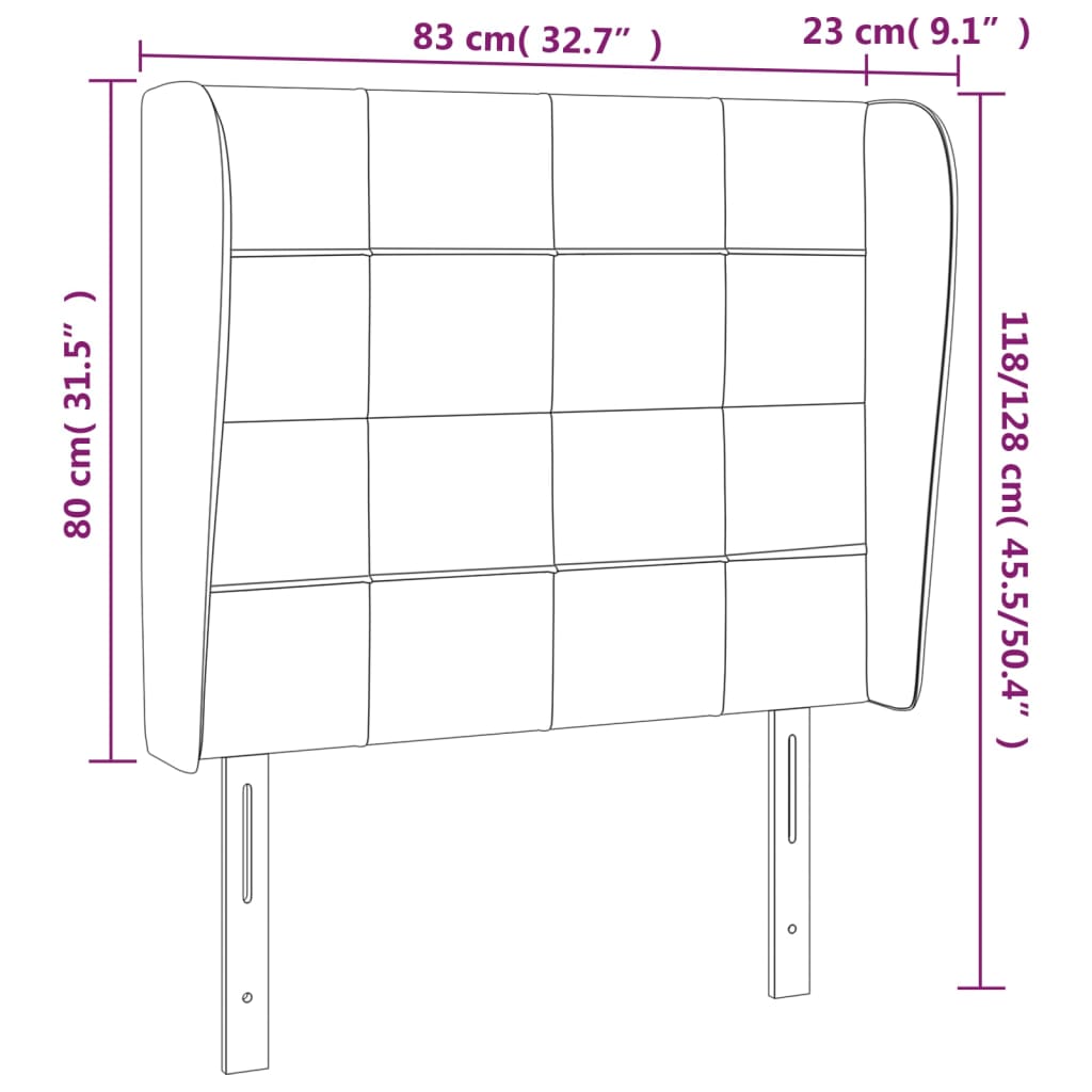 vidaXL Vzglavje z ušesi temno zeleno 83x23x118/128 cm žamet