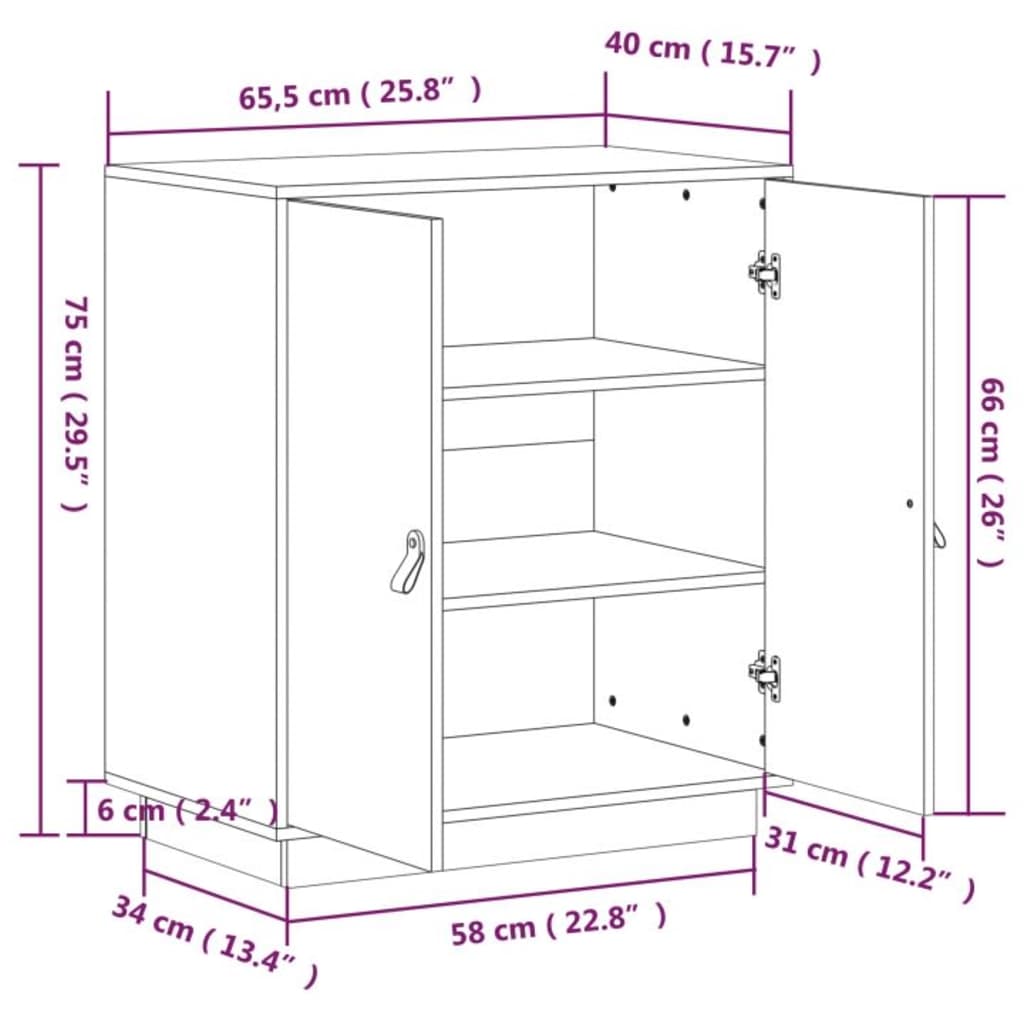 vidaXL Komoda siva 65,5x40x75 cm trdna borovina