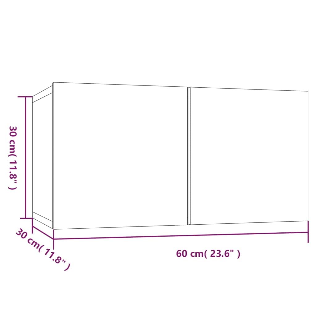 vidaXL Viseča TV omarica siva sonoma 60x30x30 cm inženirski les