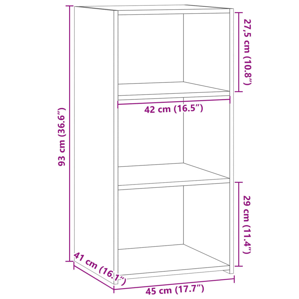 vidaXL Komoda siva sonoma 45x41x93 cm inženirski les