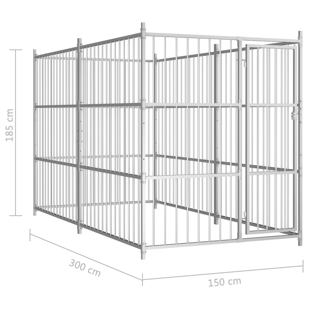 vidaXL Zunanji pasji boks 300x150x185 cm