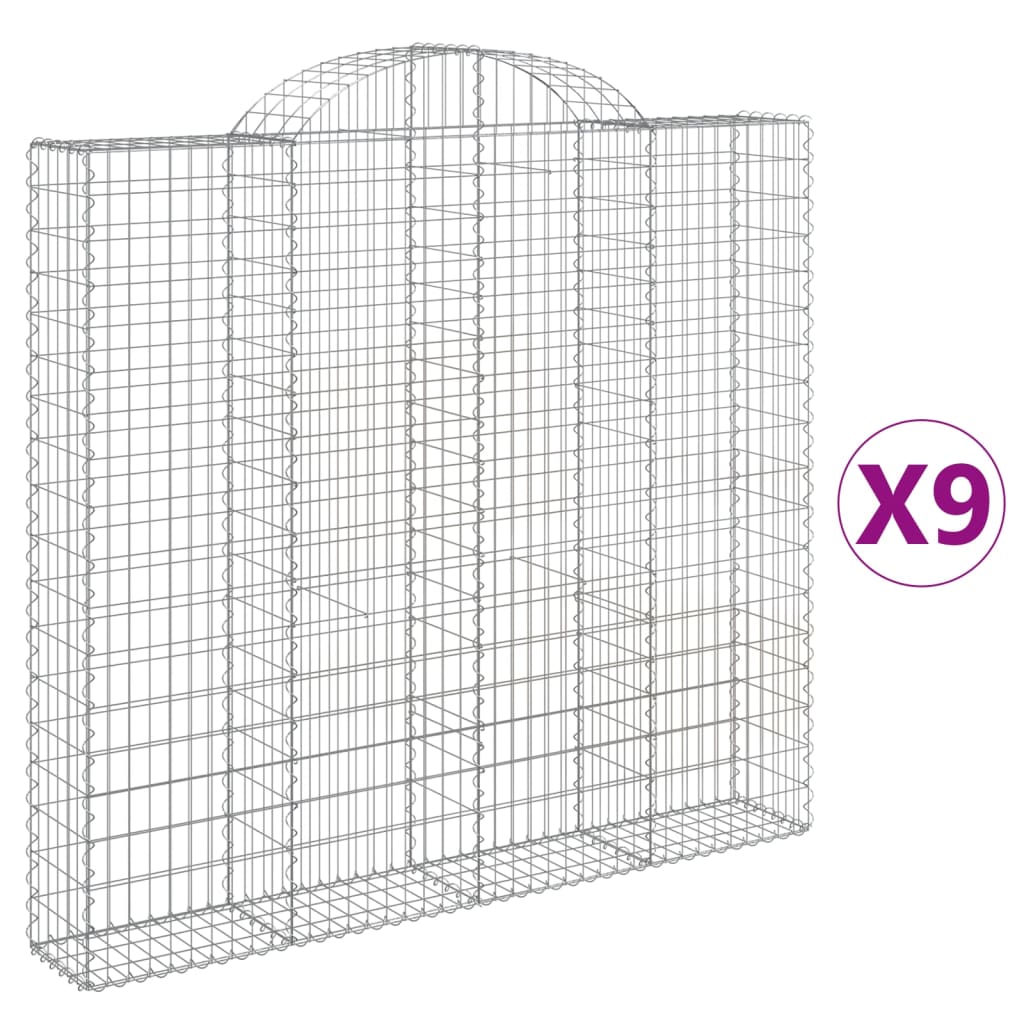 vidaXL Obokane gabion košare 9 kosa 200x30x180/200 cm pocinkano železo