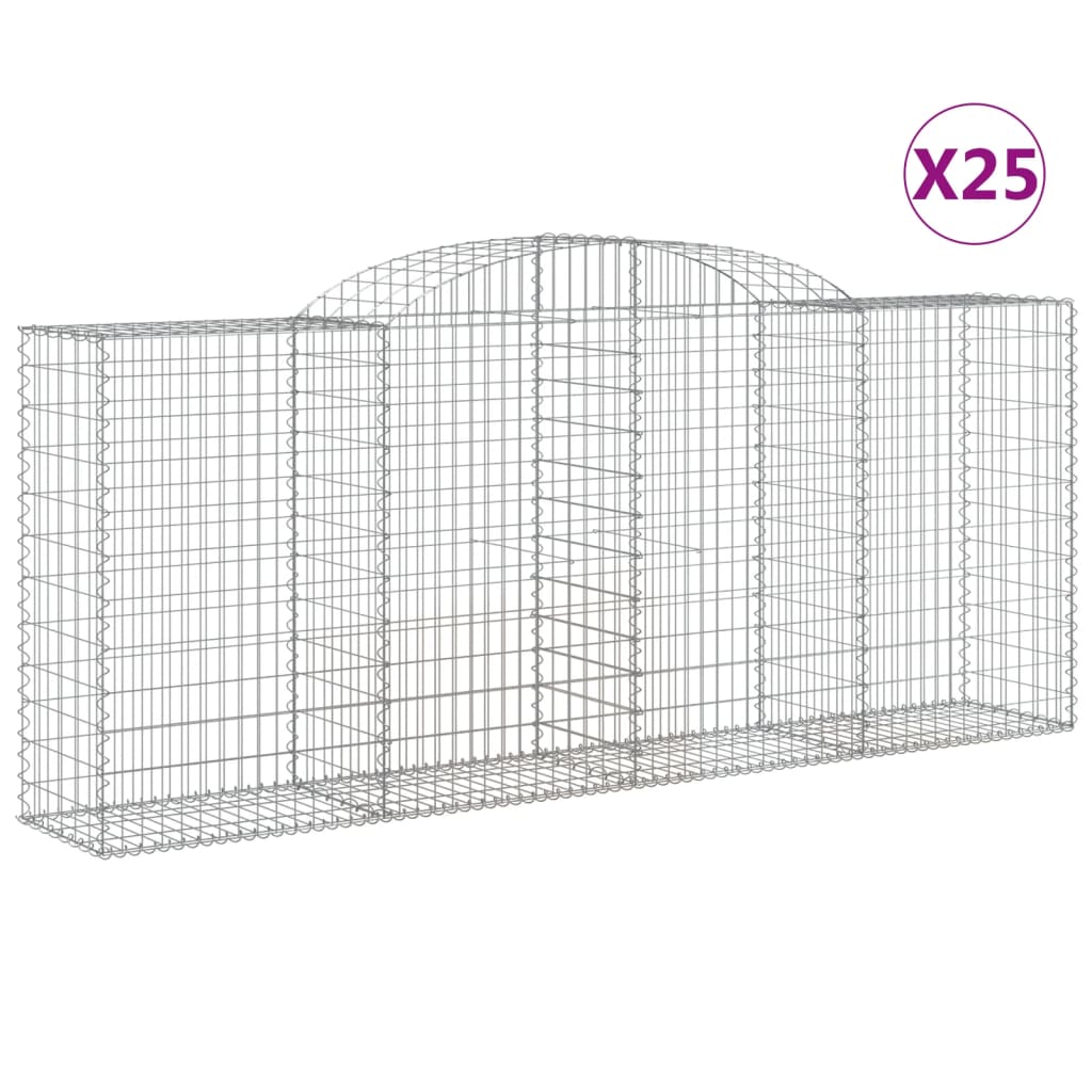 vidaXL Obokane gabion košare 25 kosa 300x50x120/140cm pocinkano železo