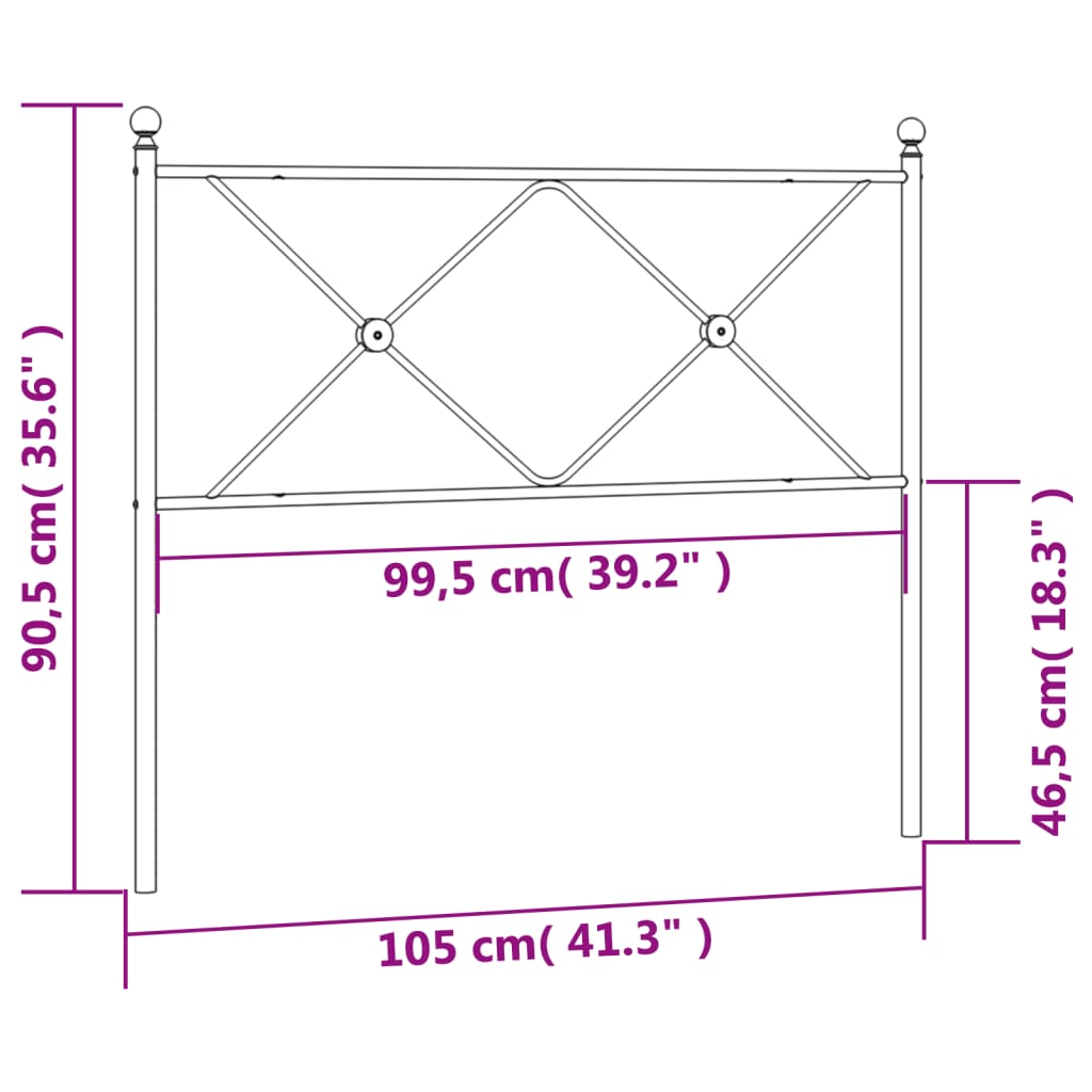 vidaXL Kovinsko posteljno vzglavje črno 100 cm