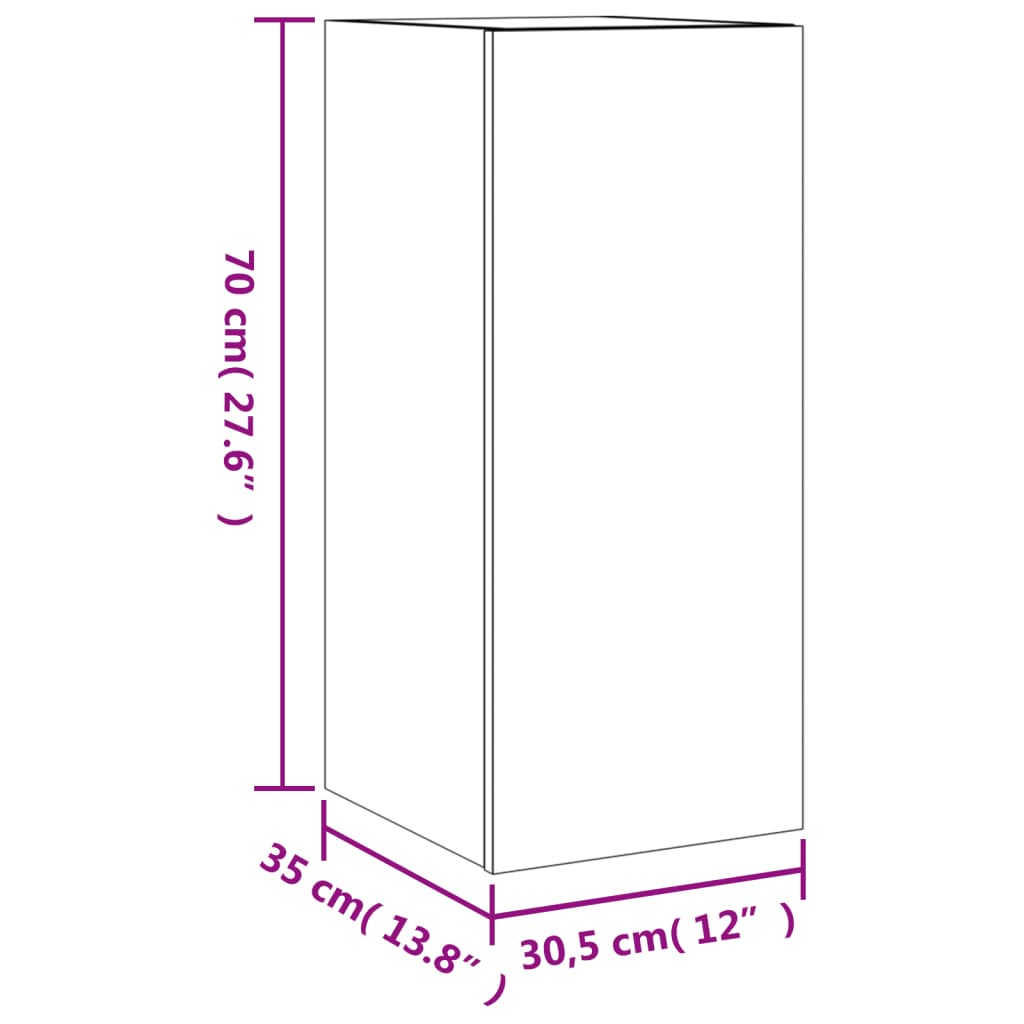 vidaXL Stenska TV omarica z LED lučkami črna 30,5x35x70 cm