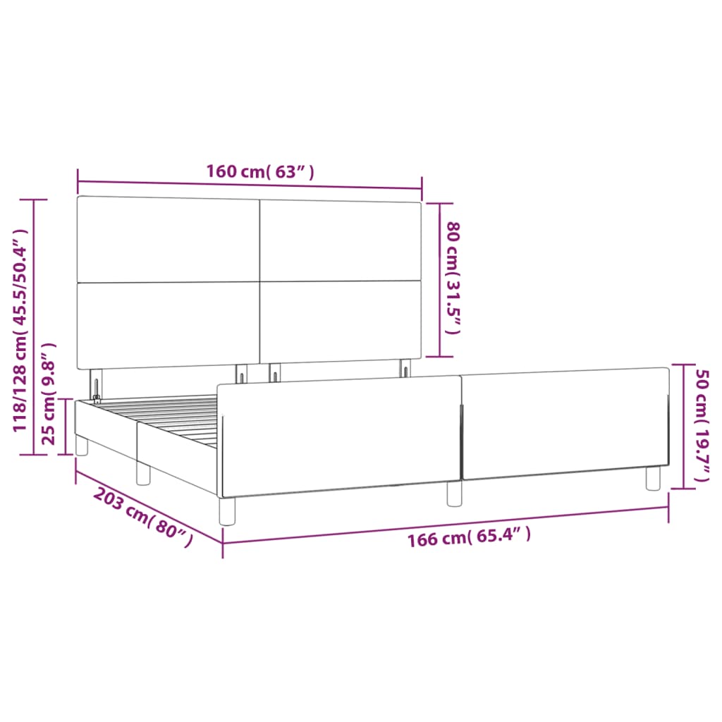 vidaXL Posteljni okvir brez vzmetnice temno moder 160x200 cm žamet