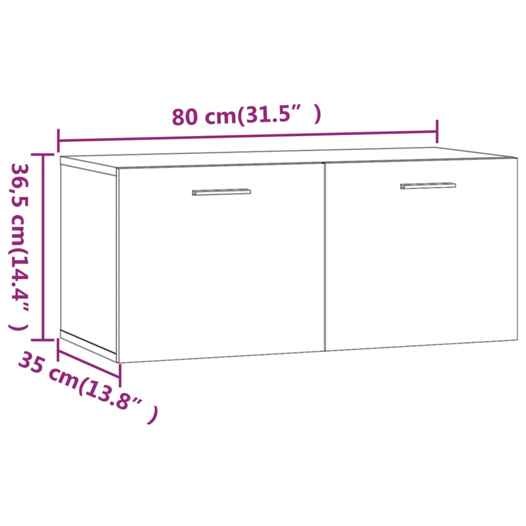 vidaXL Stenska omarica dimljeni hrast 80x35x36,5 cm inženirski les