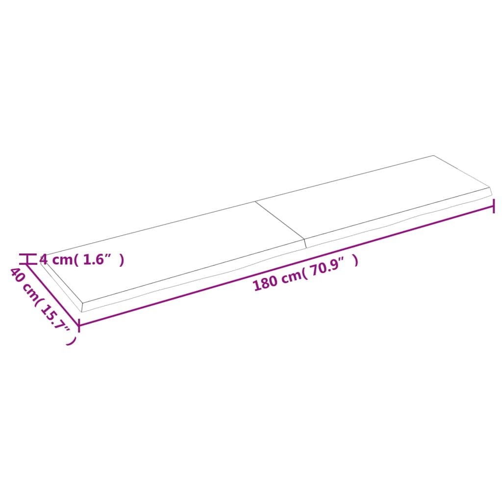 vidaXL Stenska polica svetlo rjava 180x40x(2-4) cm trdna hrastovina