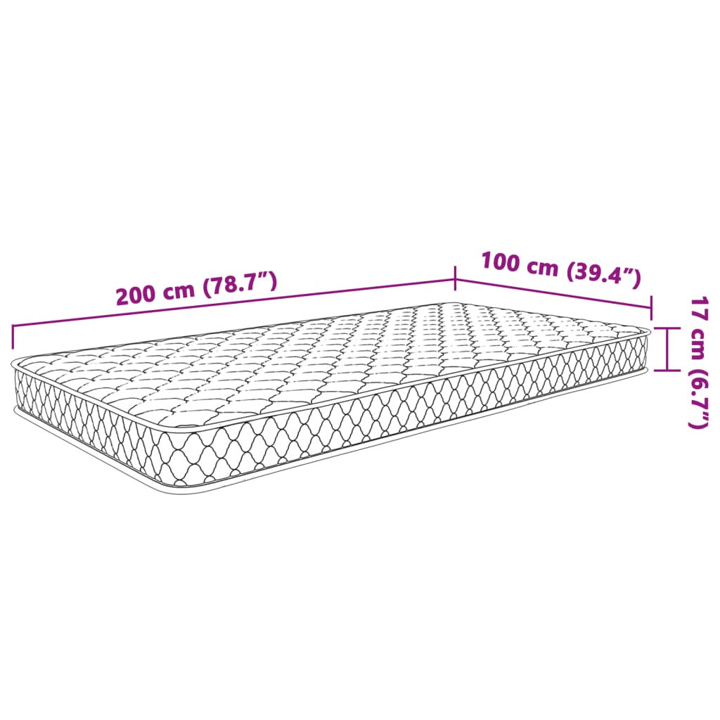 vidaXL Vzmetnica s spominsko peno bela 100x200x17 cm