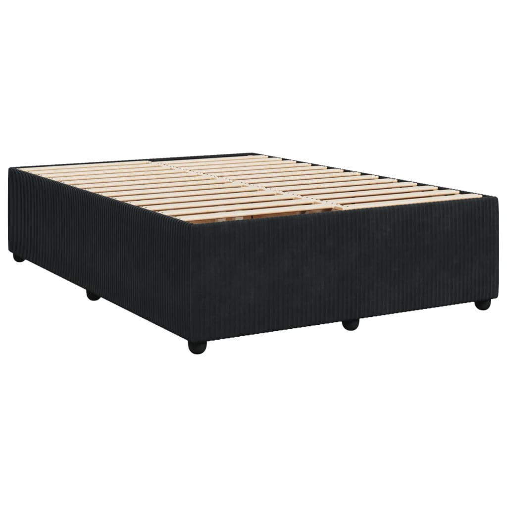 vidaXL Box spring posteljni z vzmetnico črn 140x190 cm žamet