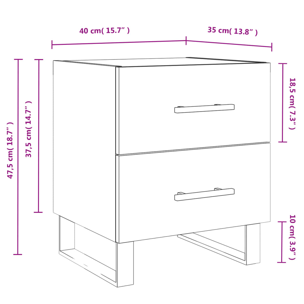 vidaXL Nočna omarica 2 kosa rjavi hrast 40x35x47,5 cm inženirski les