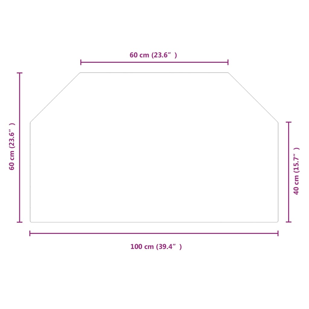 vidaXL Steklena plošča za kamin šestkotna 100x60 cm