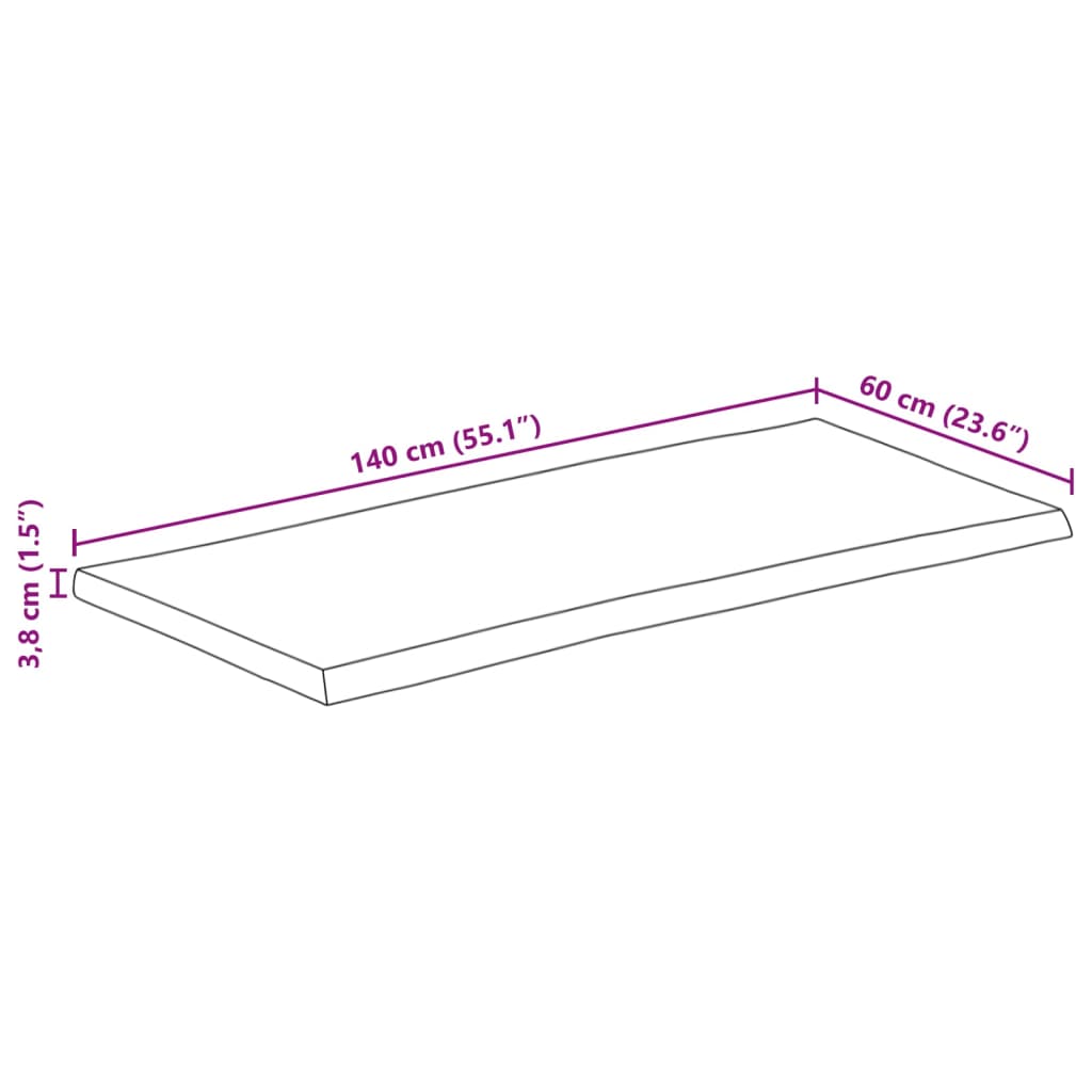 vidaXL Mizna plošča z naravnim robom 140x60x3,8cm trden robusten mango