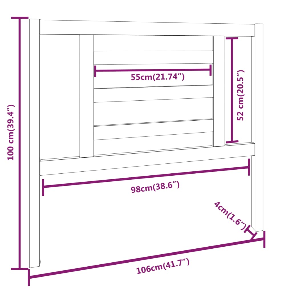 vidaXL Posteljno vzglavje 106x4x100 cm trdna borovina