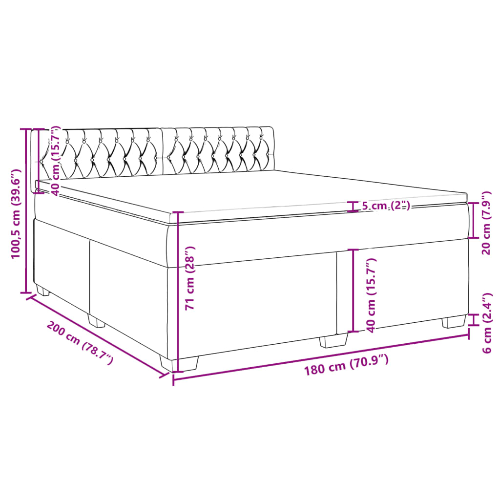 vidaXL Box spring postelja z vzmetnico modra 180x200 cm blago