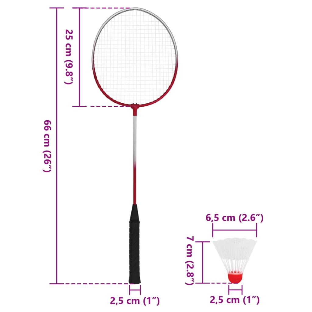 vidaXL Badminton set z 4 loparji in mrežo 620x151 cm