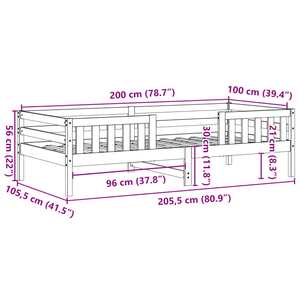 vidaXL Posteljni okvir brez vzmetnice voščeno rjav 100x200 cm borovina