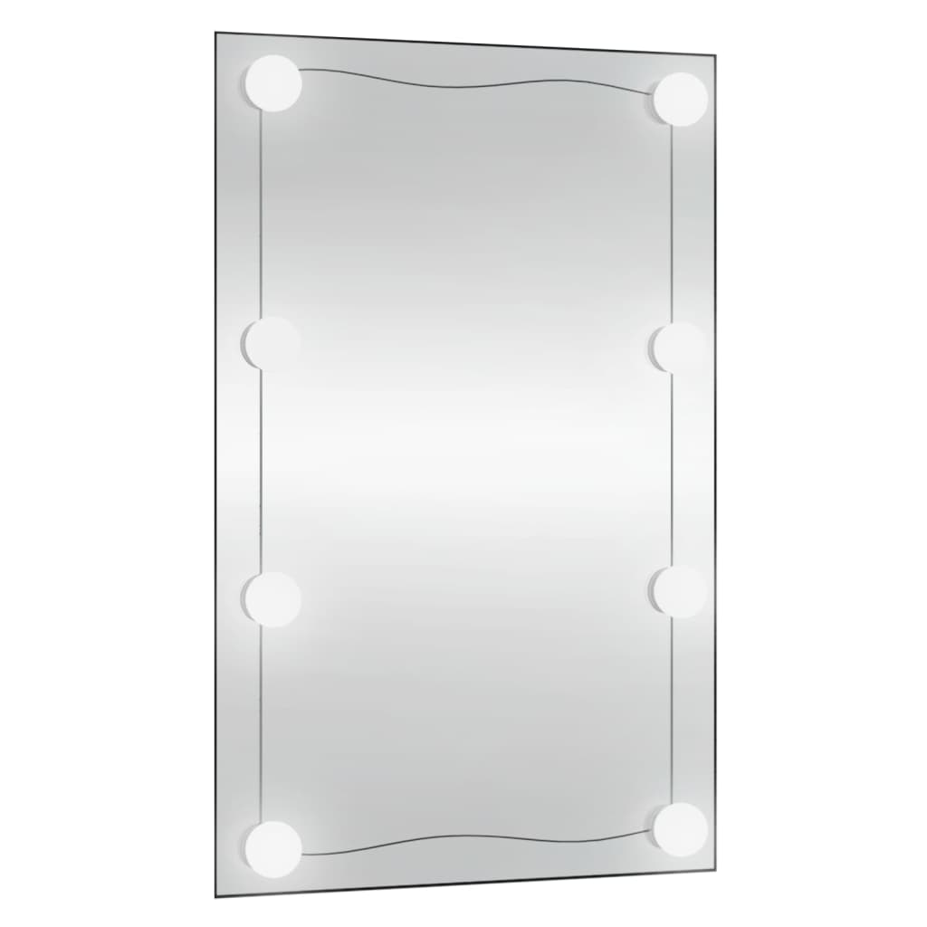 vidaXL Stensko ogledalo z LED lučmi 50x80 cm stekleno pravokotno