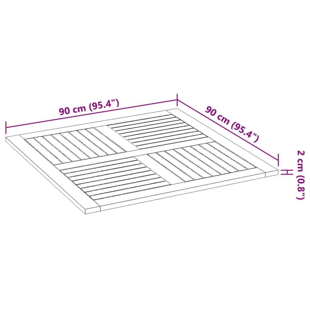 vidaXL Mizna plošča 90x90x2,2 cm kvadratna trdna bukovina