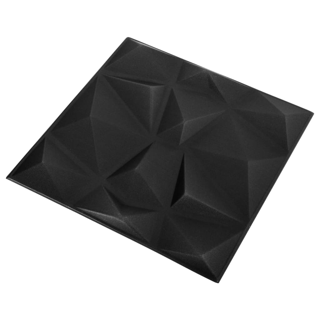 vidaXL 3D stenski paneli 48 kosov 50x50 cm diamantno črni 12 m²