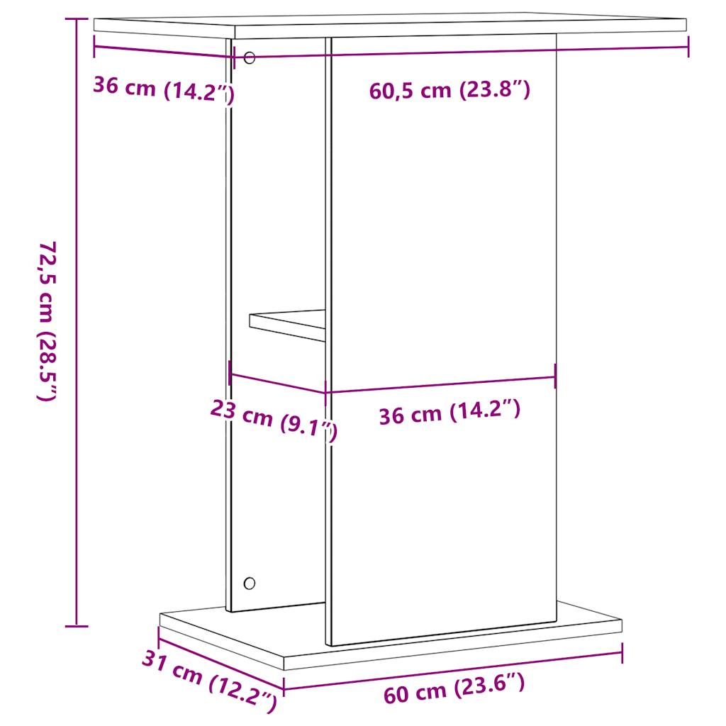 vidaXL Stojalo za akvarij artisan hrast 36x60,5x72,5 cm inž. les