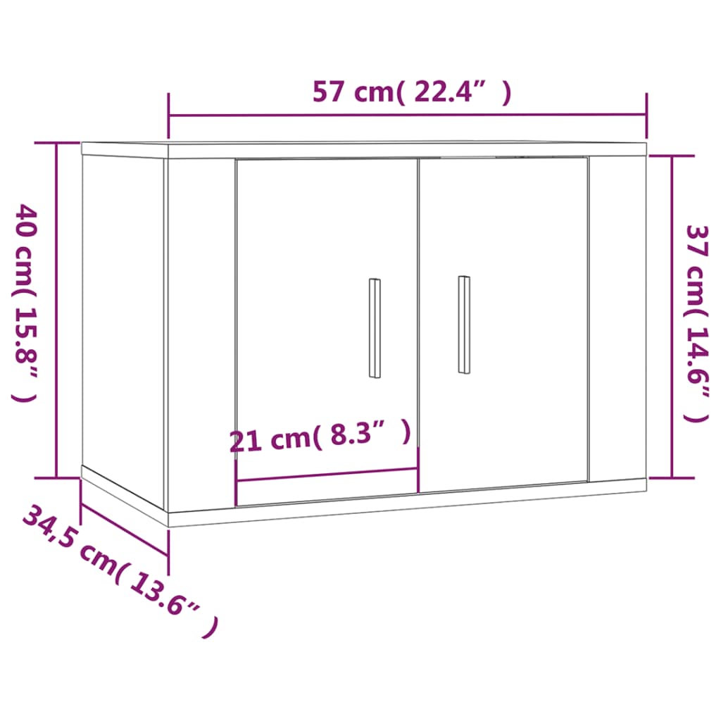 vidaXL Stenska TV omarica bela 57x34,5x40 cm