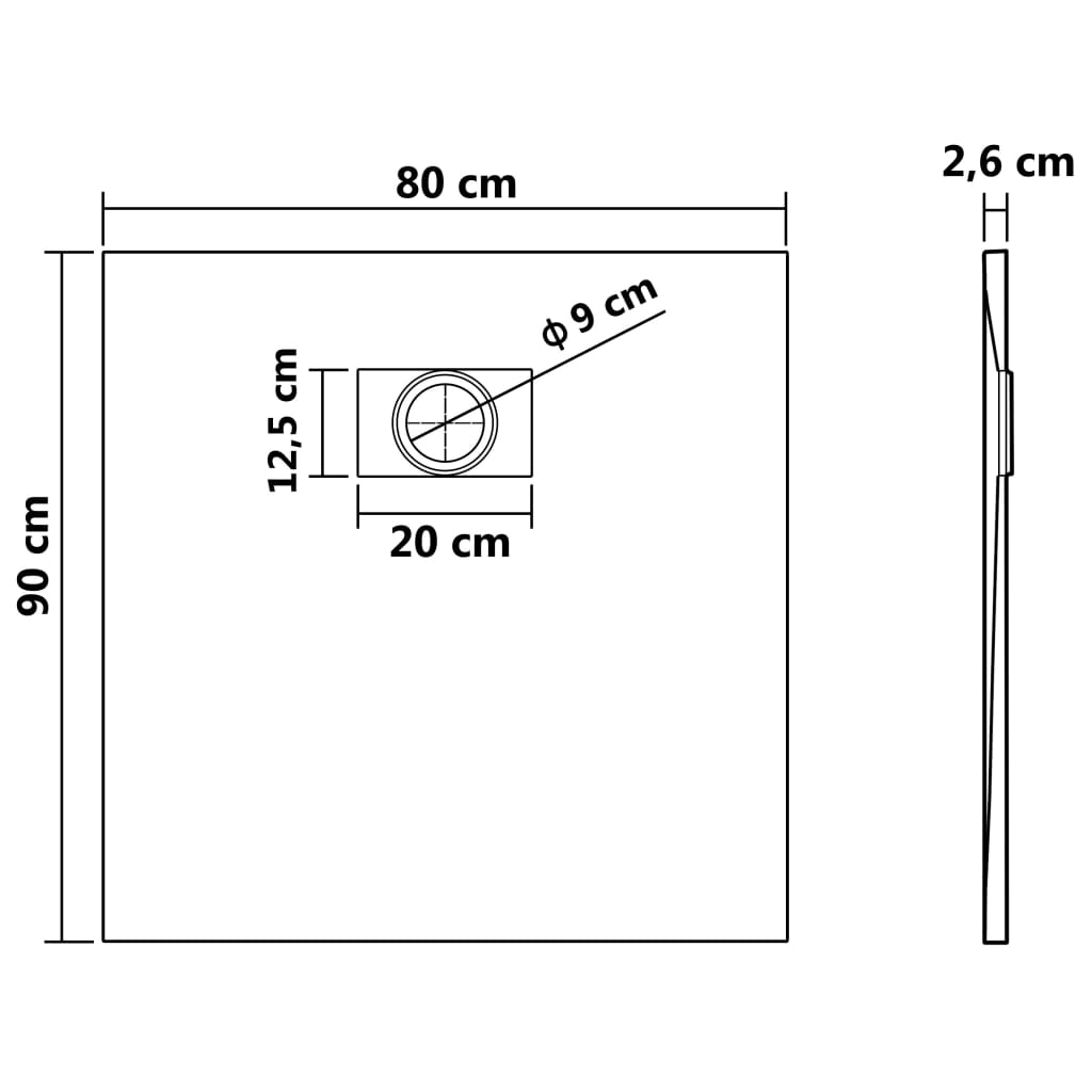 vidaXL Kad za tuš SMC rjava 90x80 cm