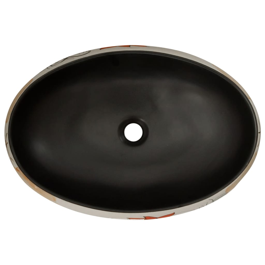 vidaXL Nadpultni umivalnik večbarven ovalni 59x40x15 cm keramika