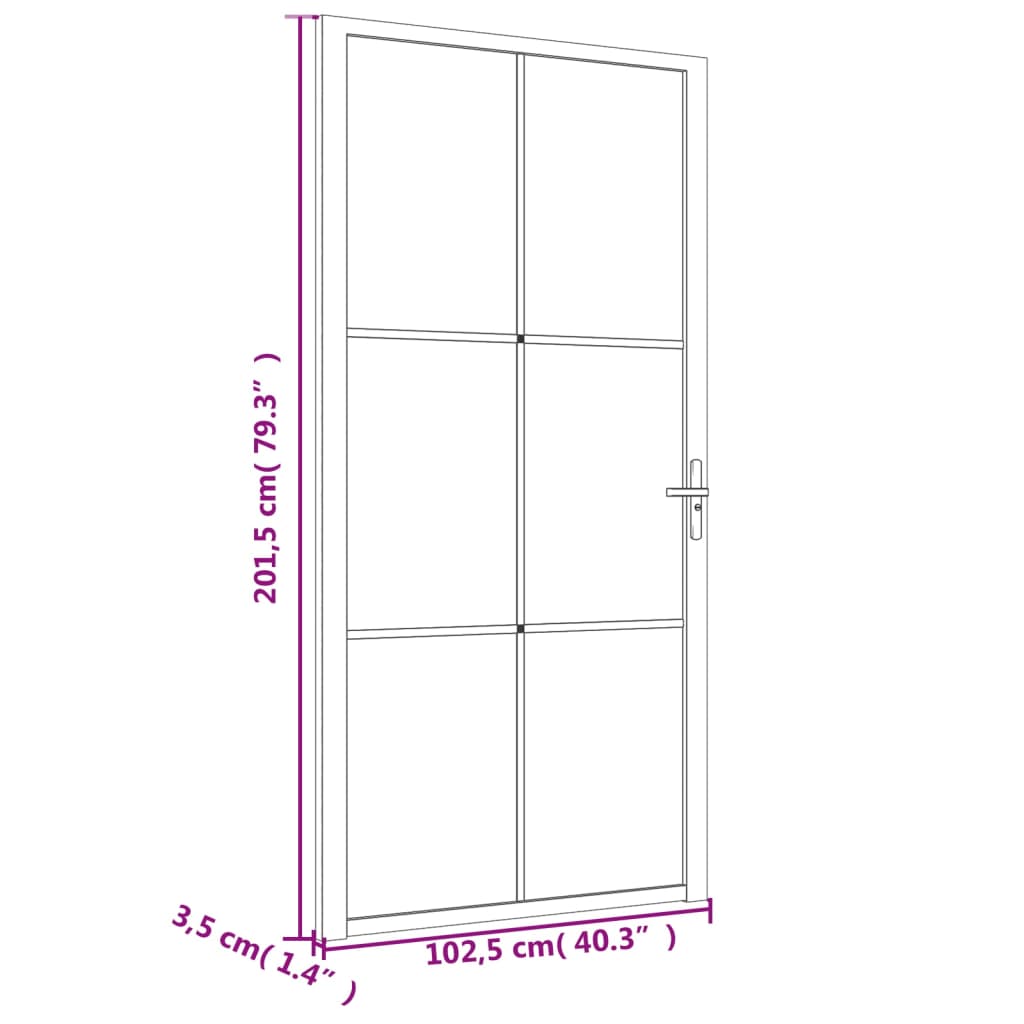 vidaXL Notranja vrata 102,5x201,5 cm bela ESG steklo in aluminij