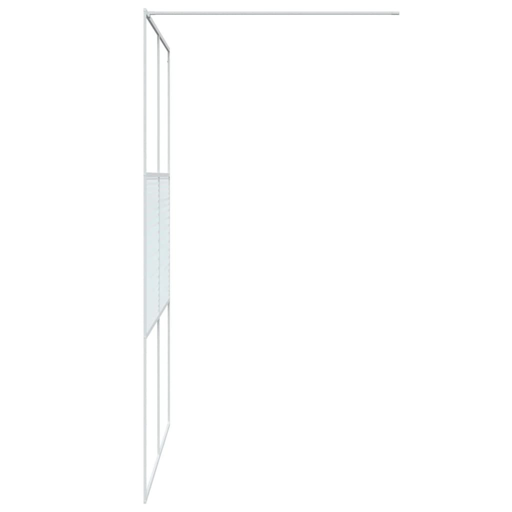 vidaXL Pregrada za tuš bela 140x195 cm prozorno ESG steklo