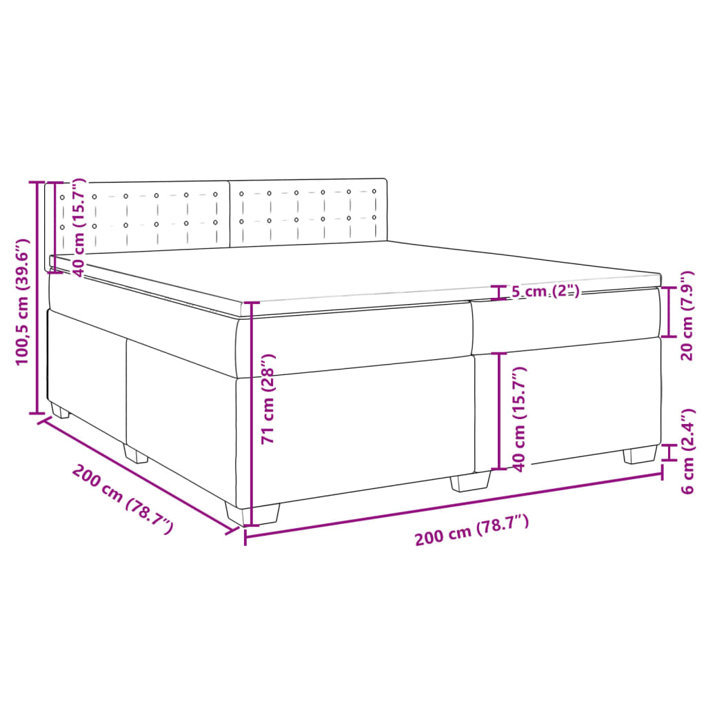 vidaXL Box spring postelja z vzmetnico taupe 200x200 cm blago