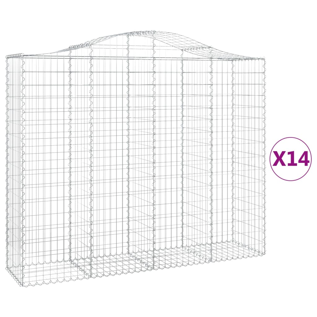 vidaXL Obokane gabion košare 14kosi 200x50x160/180 cm pocinkano železo